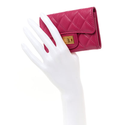 Chanel Aged Calfskin Quilted Reissue Flap Card Holder Fuchsia 2 of 8
