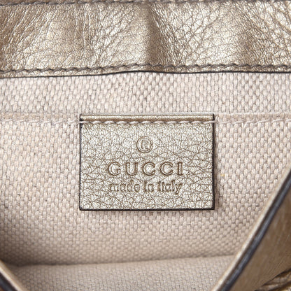 Gucci Metallic Pebbled Calfskin Small Soho Flap Crossbody Golden Beige 6 of 7