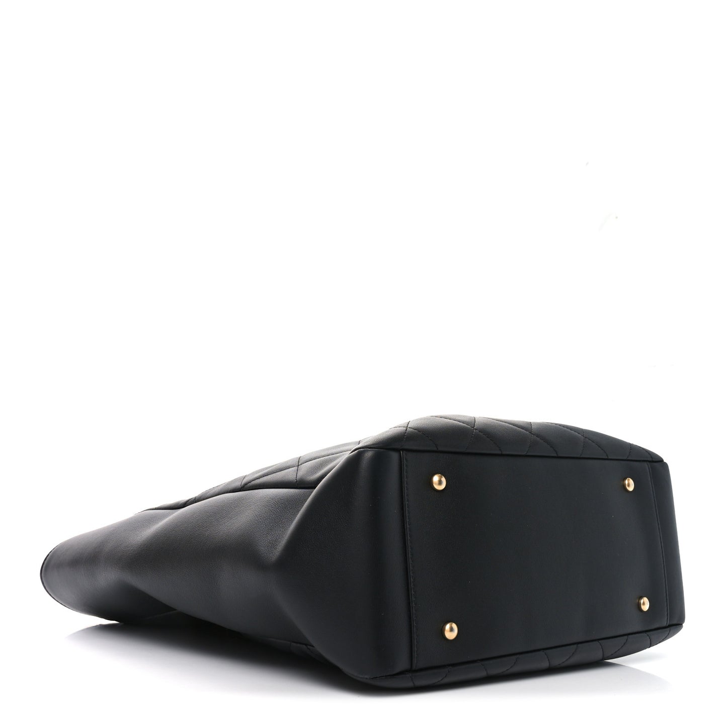 Lambskin Quilted Shopping Tote  Black