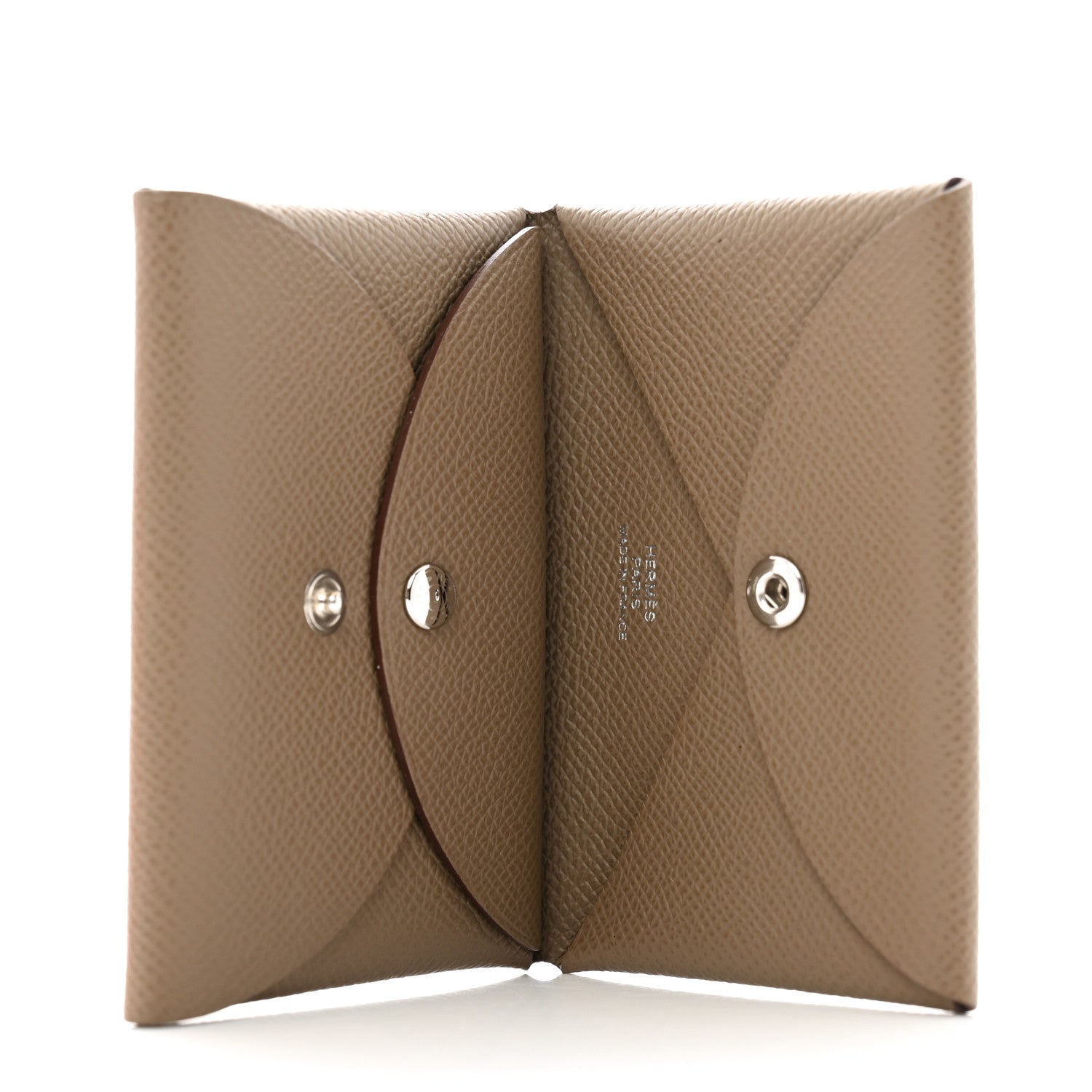 Hermes Epsom Calvi Duo Card Case Etoupe 5 of 7
