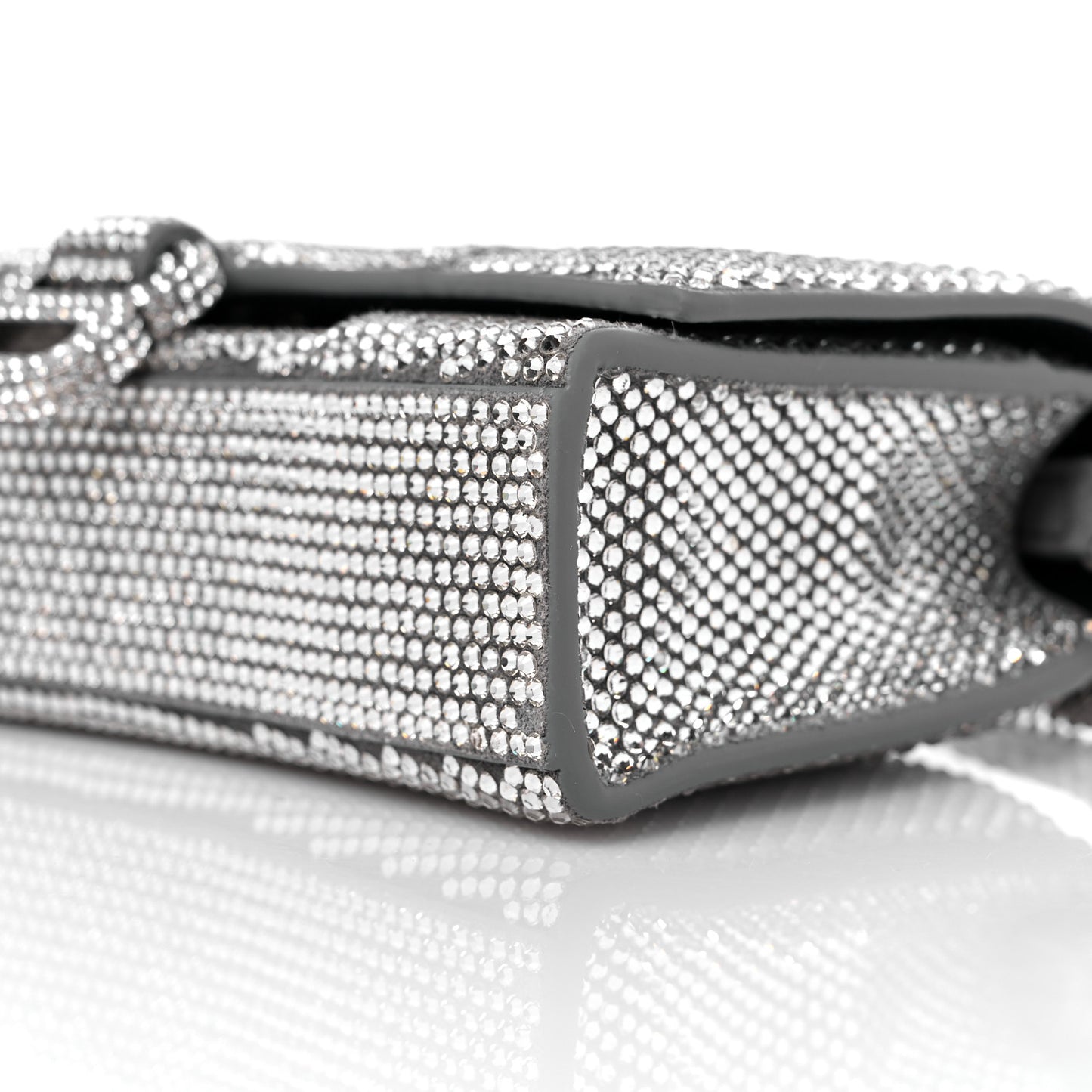 Strass Suede Hourglass Chain Bag Smoke Grey Crystal