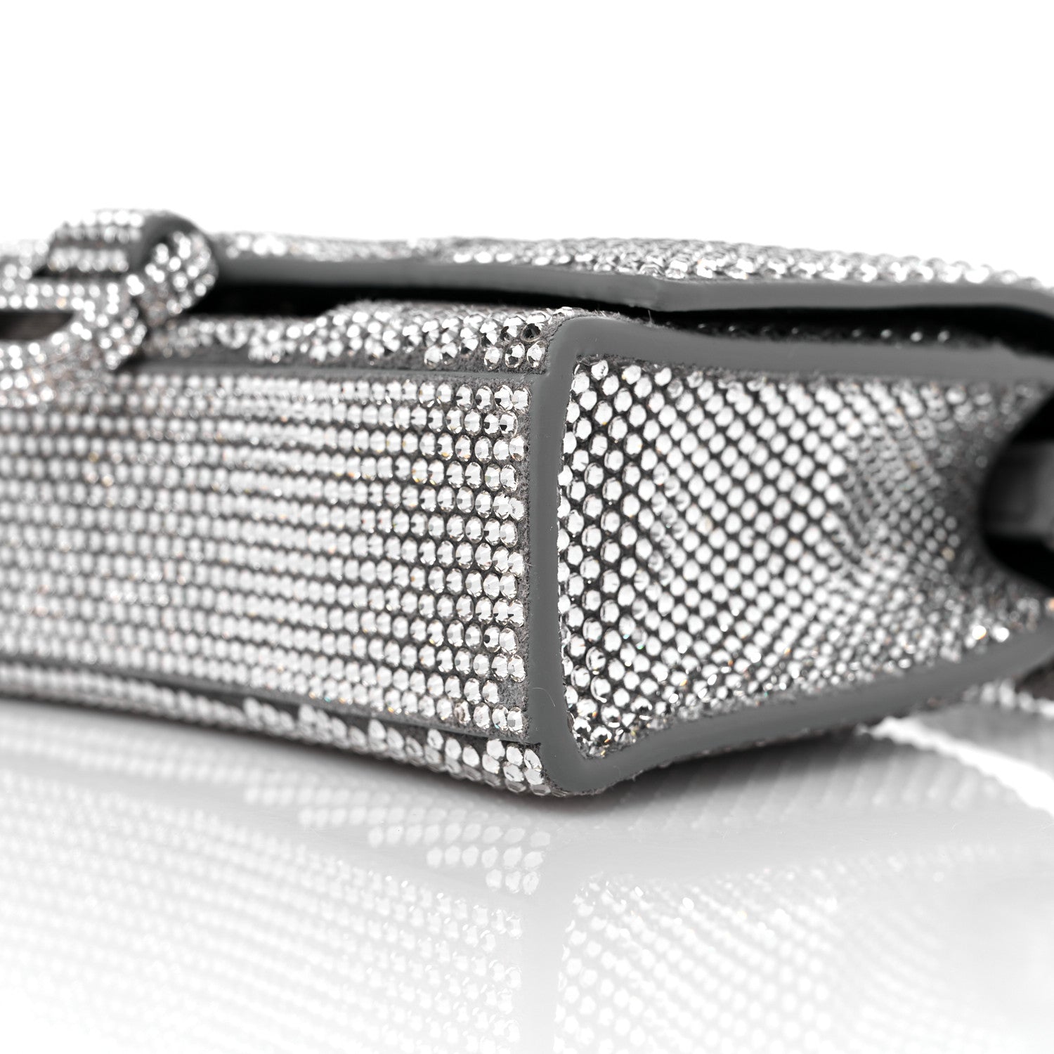 Balenciaga Strass Suede Hourglass Chain Bag Smoke Grey Crystal 8 of 9