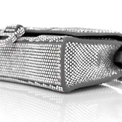 Balenciaga Strass Suede Hourglass Chain Bag Smoke Grey Crystal 8 of 9