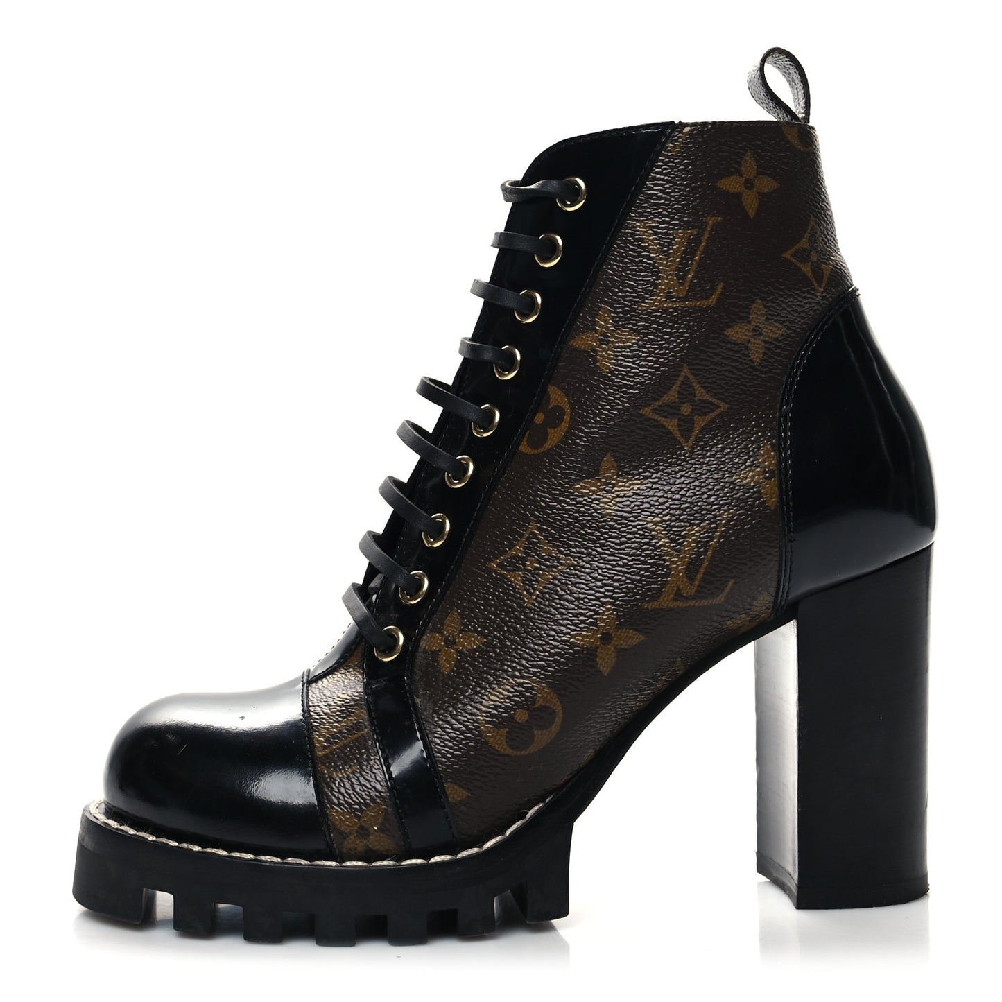 Patent Calfskin Monogram Star Trail Ankle Boots 39 Black