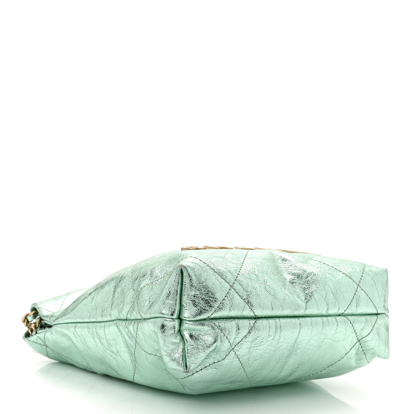 Metallic Calfskin Quilted Mini Chanel 22 Green