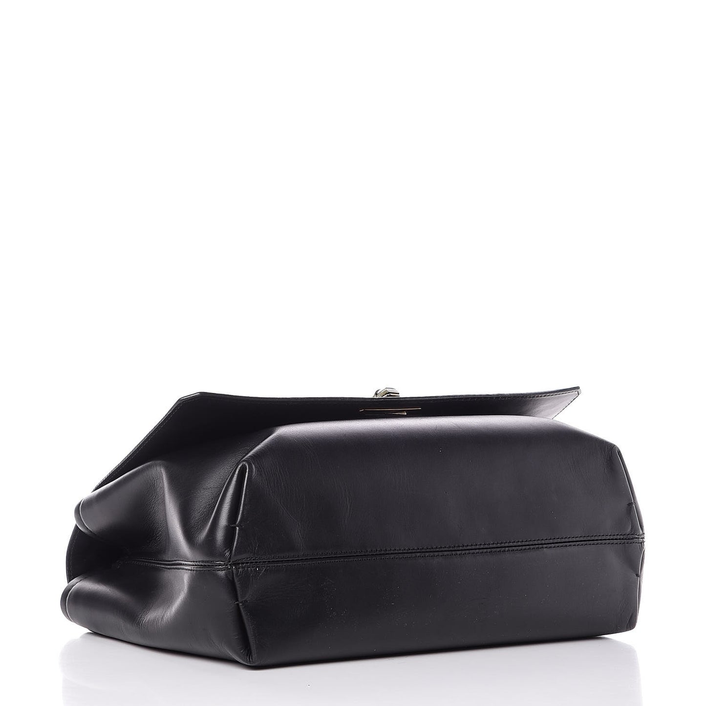 Hammered Calfskin Large Happy Edgy Shoulder Bag Black