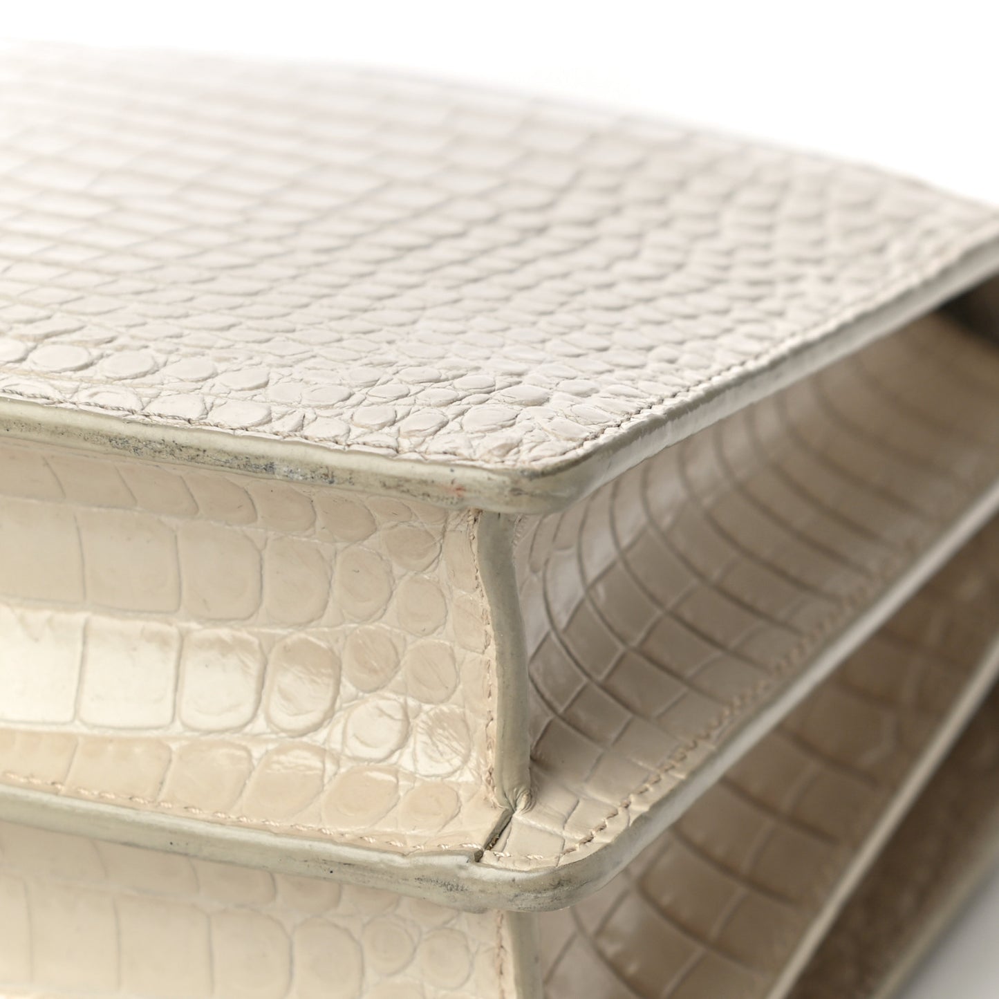 Calfskin Crocodile Embossed Medium Monogram Sunset Blanc Vintage
