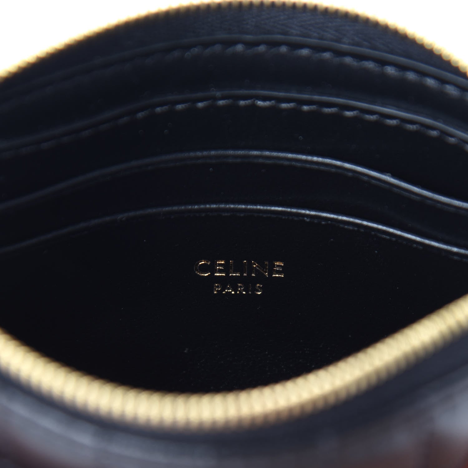 Celine Calfskin Quilted C Charm Coin Card Pouch Black 6 of 8