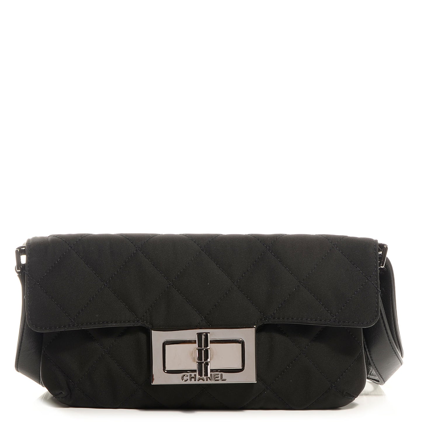 Jersey Quilted Mademoiselle Messenger Flap Bag Black