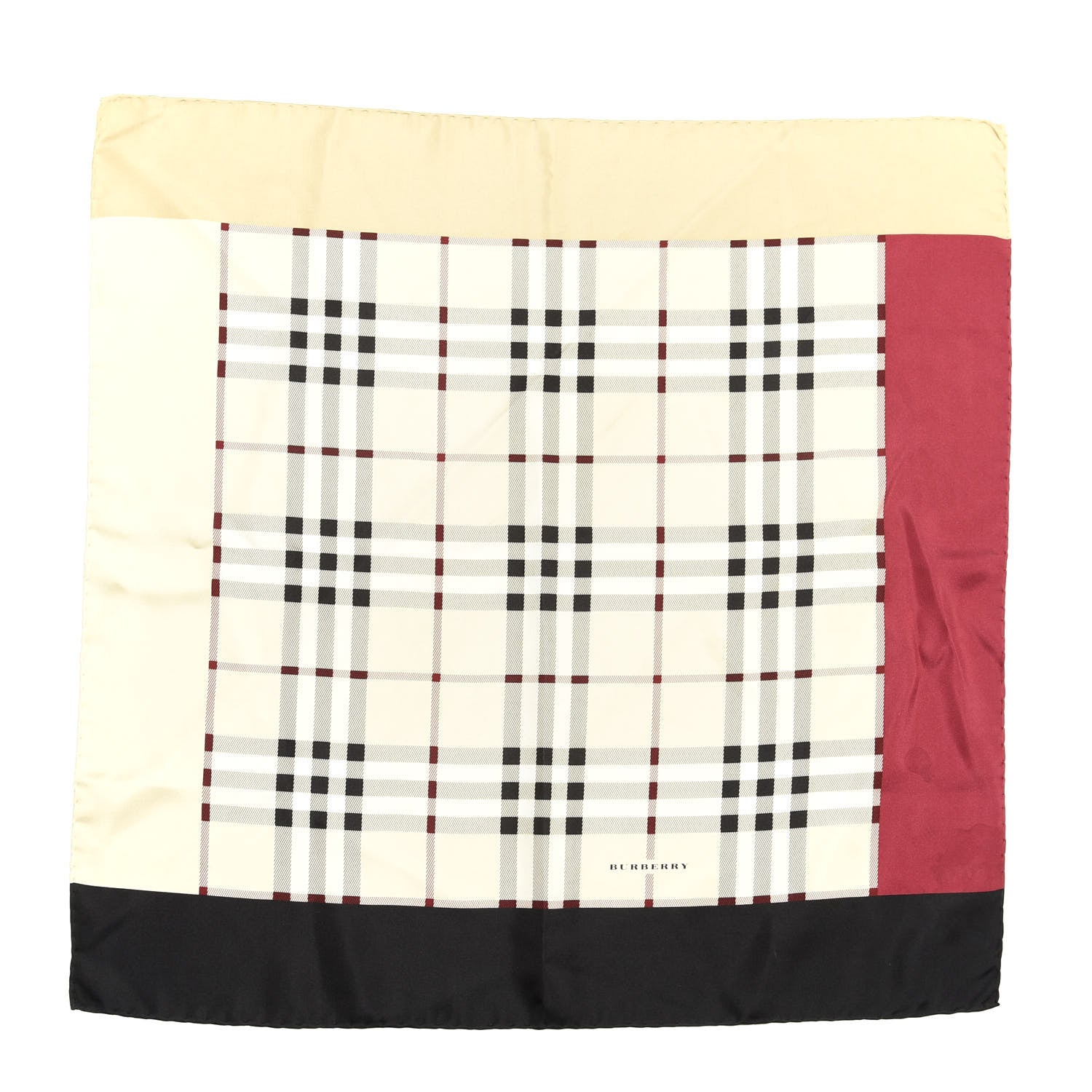 Burberry Silk House Check Square Scarf Beige Red Black 1 of 4