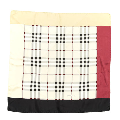 Burberry Silk House Check Square Scarf Beige Red Black 1 of 4