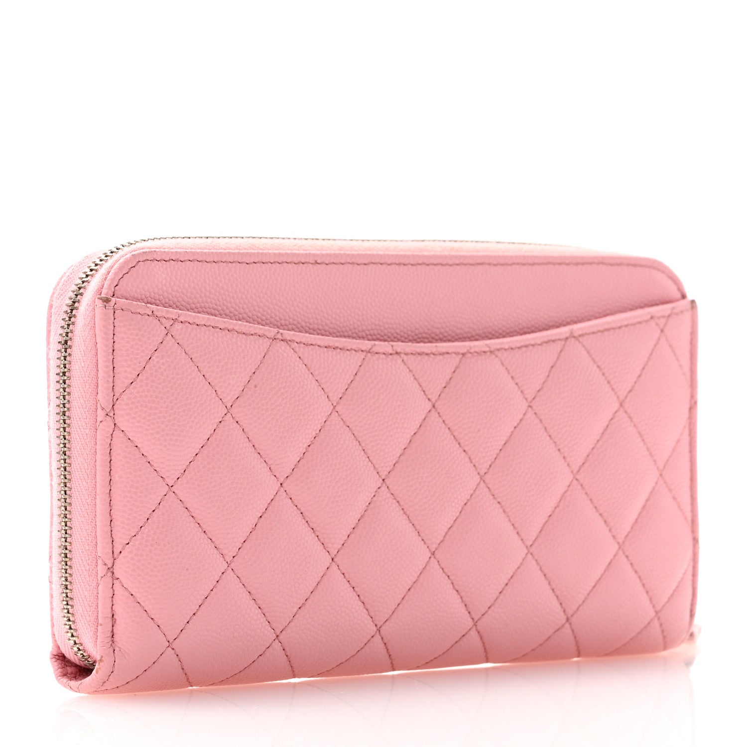 Chanel Caviar Quilted Large Gusset Zip Around Wallet Pink 3 of 12