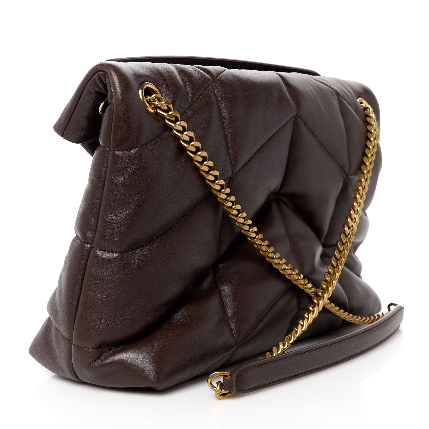 Saint Laurent Lambskin Quilted Small Loulou Puffer Monogram Chain Satchel Dark Ganache 3 of 11