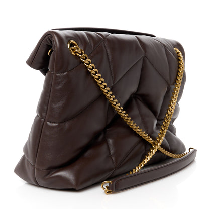 Saint Laurent Lambskin Quilted Small Loulou Puffer Monogram Chain Satchel Dark Ganache 3 of 11