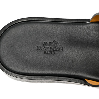 Hermes Calfskin Mens Izmir Sandals 41 Black 8 of 9