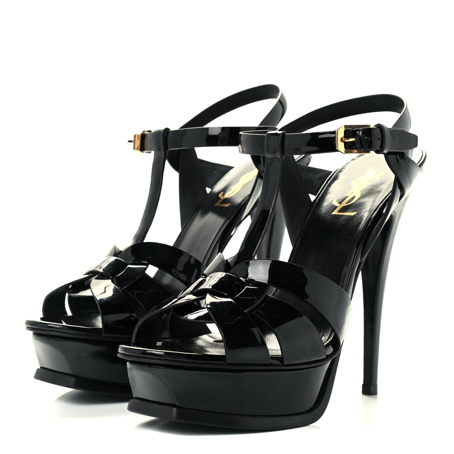 Saint Laurent Patent Tribute 105 Platform Sandals 38.5 Black 3 of 9