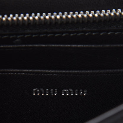 Miu Miu Nappa Matelasse Crystal Pearl Logo Chain Clutch Black 6 of 10