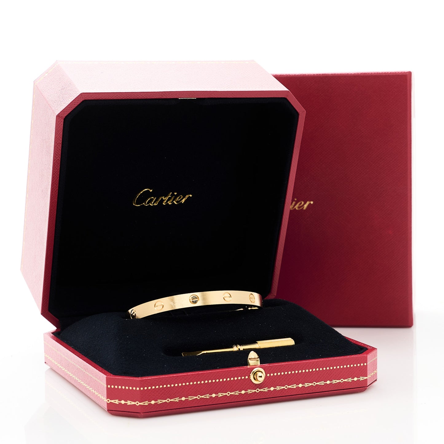 18K Yellow Gold Brushed Finish LOVE Bracelet 16