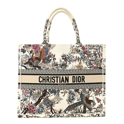 Christian Dior Canvas Embroidered Large Jardin D'Hiver Book Tote Latte Multicolor 1 of 9