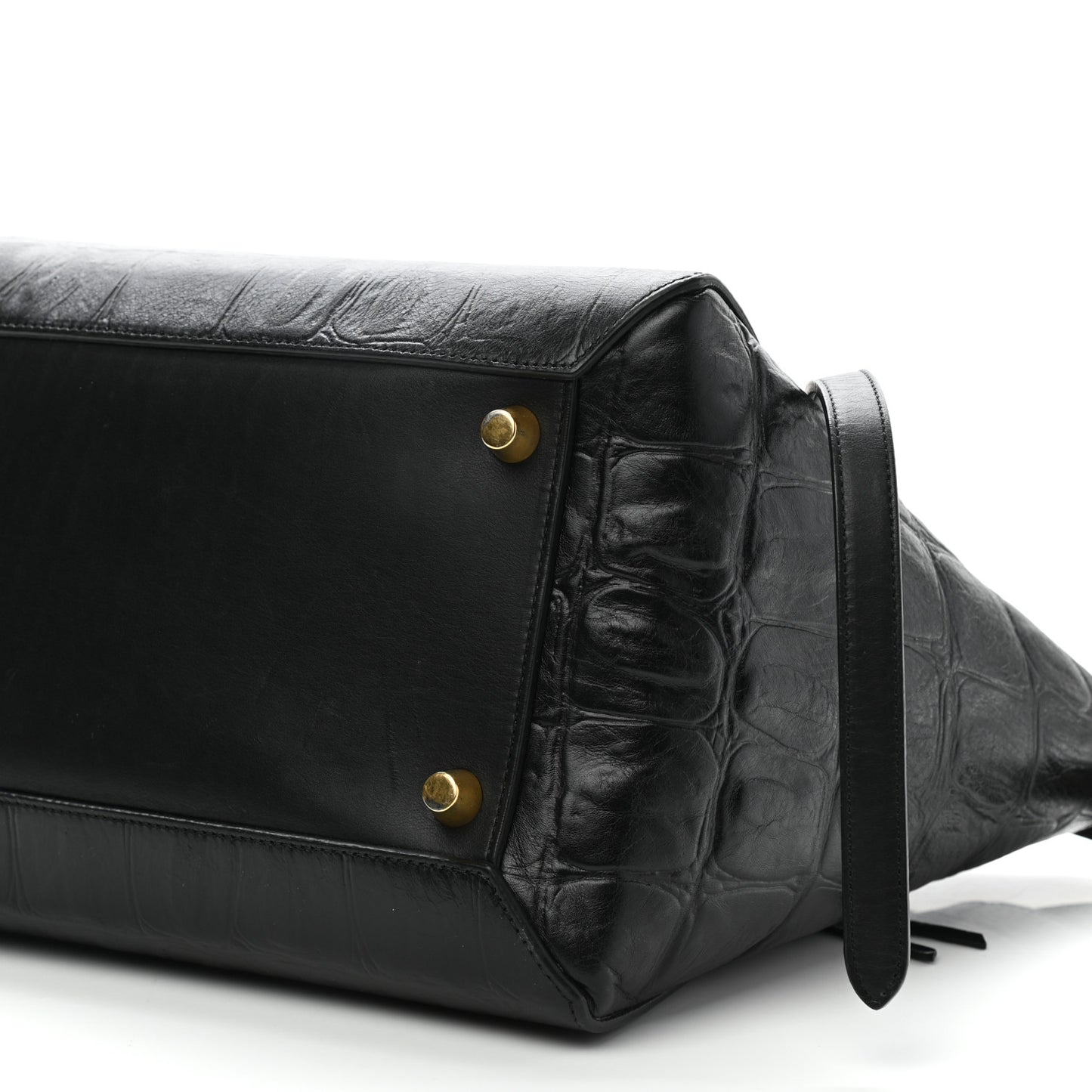 Calfskin Crocodile Embossed Small Belt Bag Black