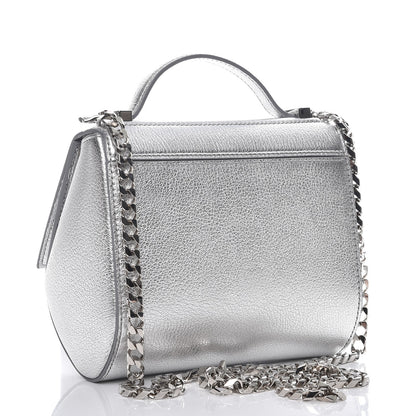 Givenchy Metallic Calfskin Mini Pandora Box Chain Crossbody Bag Silver 3 of 7