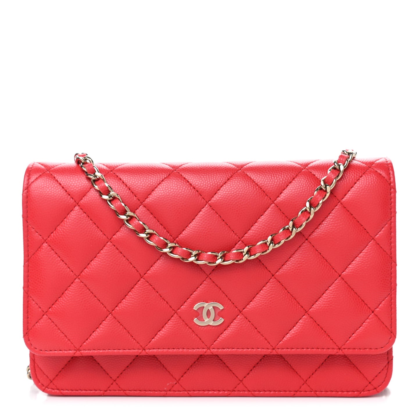 Caviar Quilted Wallet On Chain WOC Red