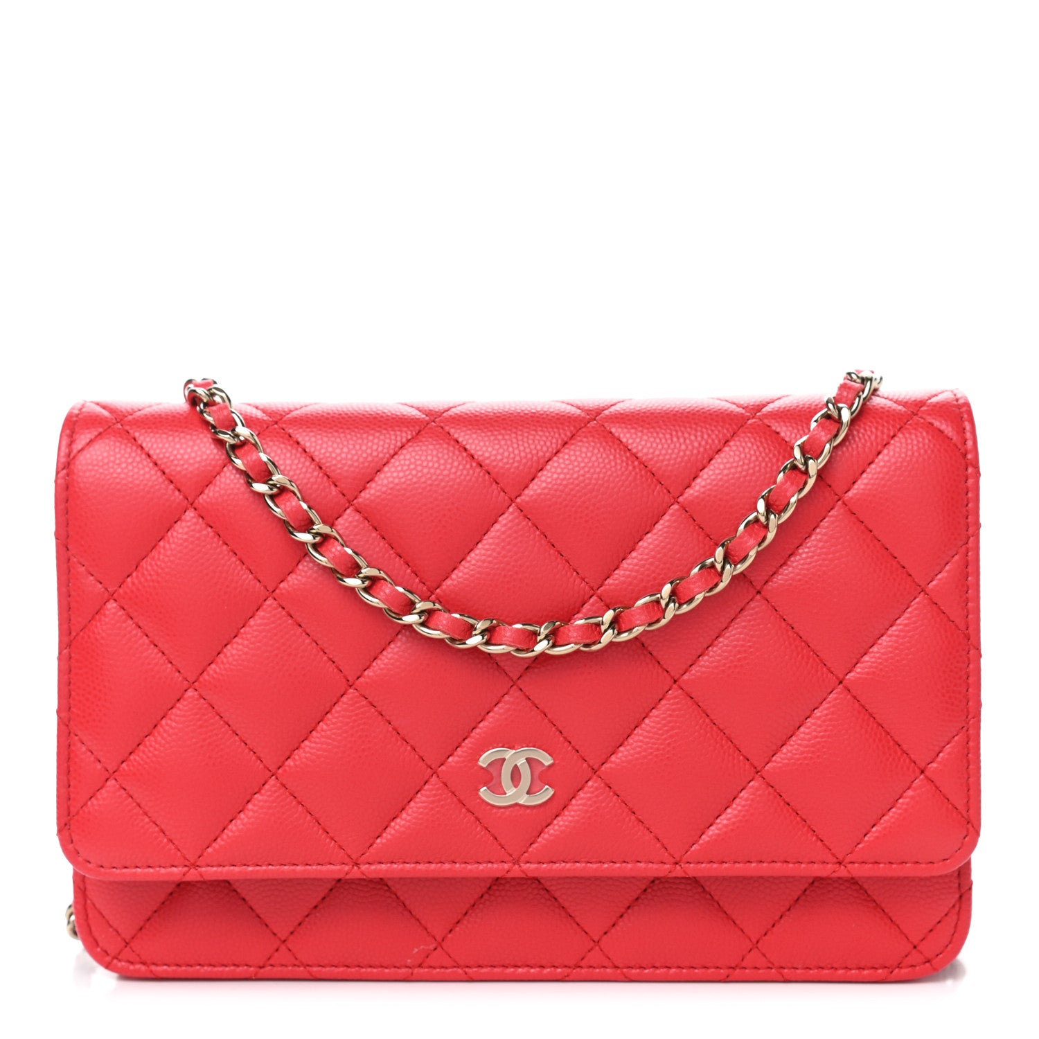 Chanel Caviar Quilted Wallet On Chain WOC Red 1 of 4