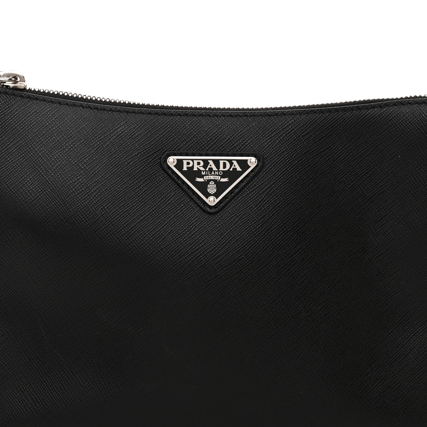 Saffiano Travel Pocket Zippered Shoulder Bag Black