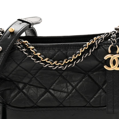 Chanel Aged Calfskin Quilted Small Gabrielle Hobo Black 8 of 10