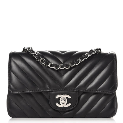 Chanel Lambskin Chevron Quilted Mini Rectangular Flap Black 1 of 8