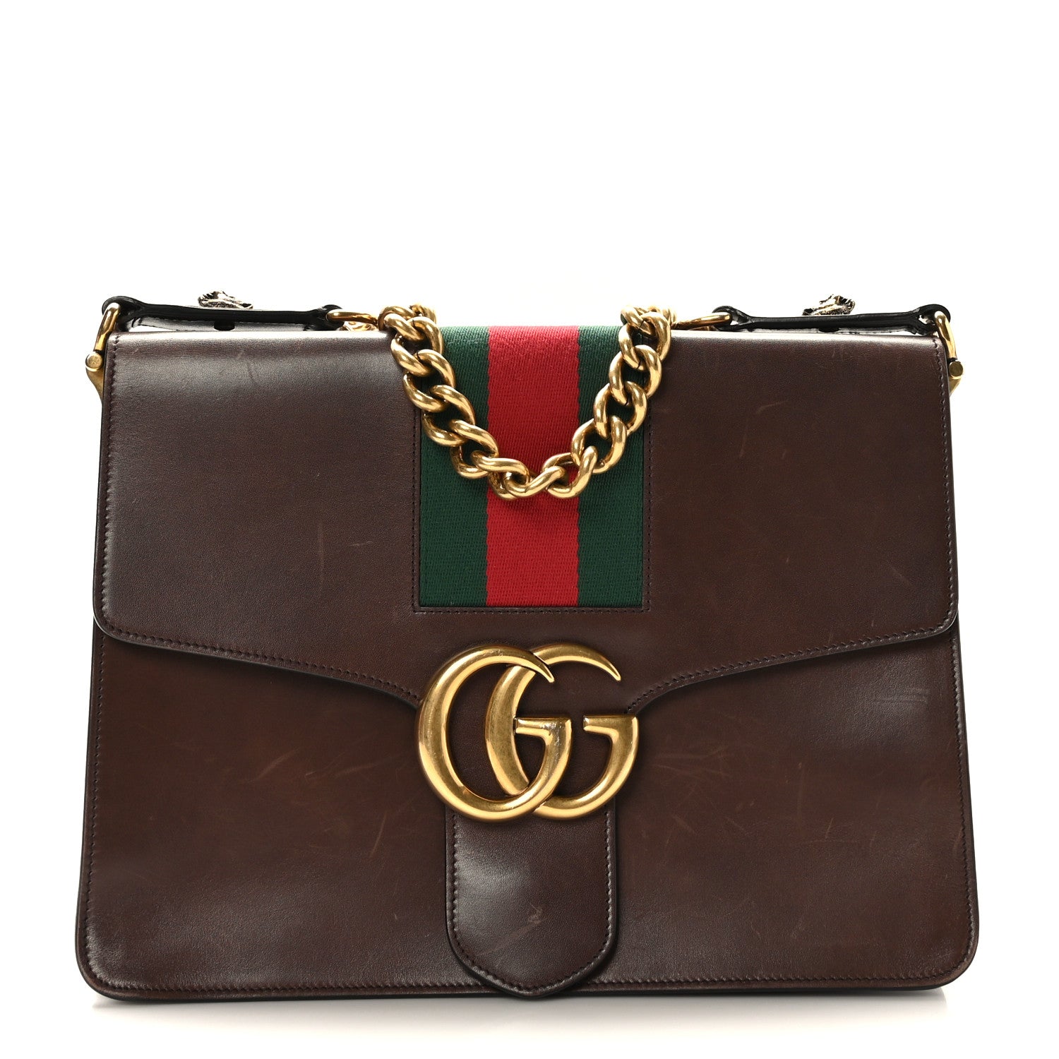 Gucci Tuscany Lux Calfskin Web GG Marmont Shoulder Bag Fondent 1 of 10