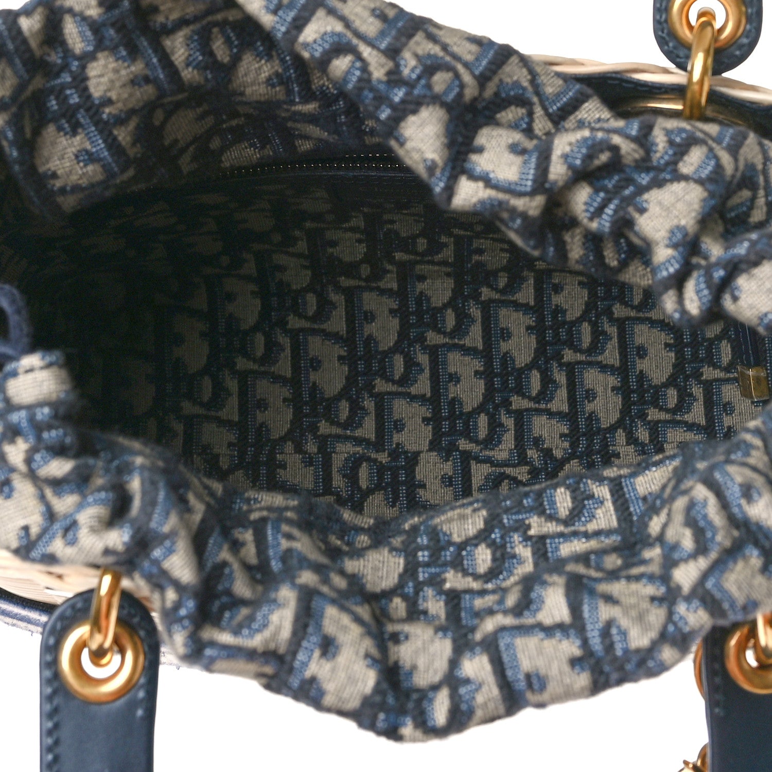 Christian Dior Wicker Oblique Medium Lady Dior Bag Blue 1256898