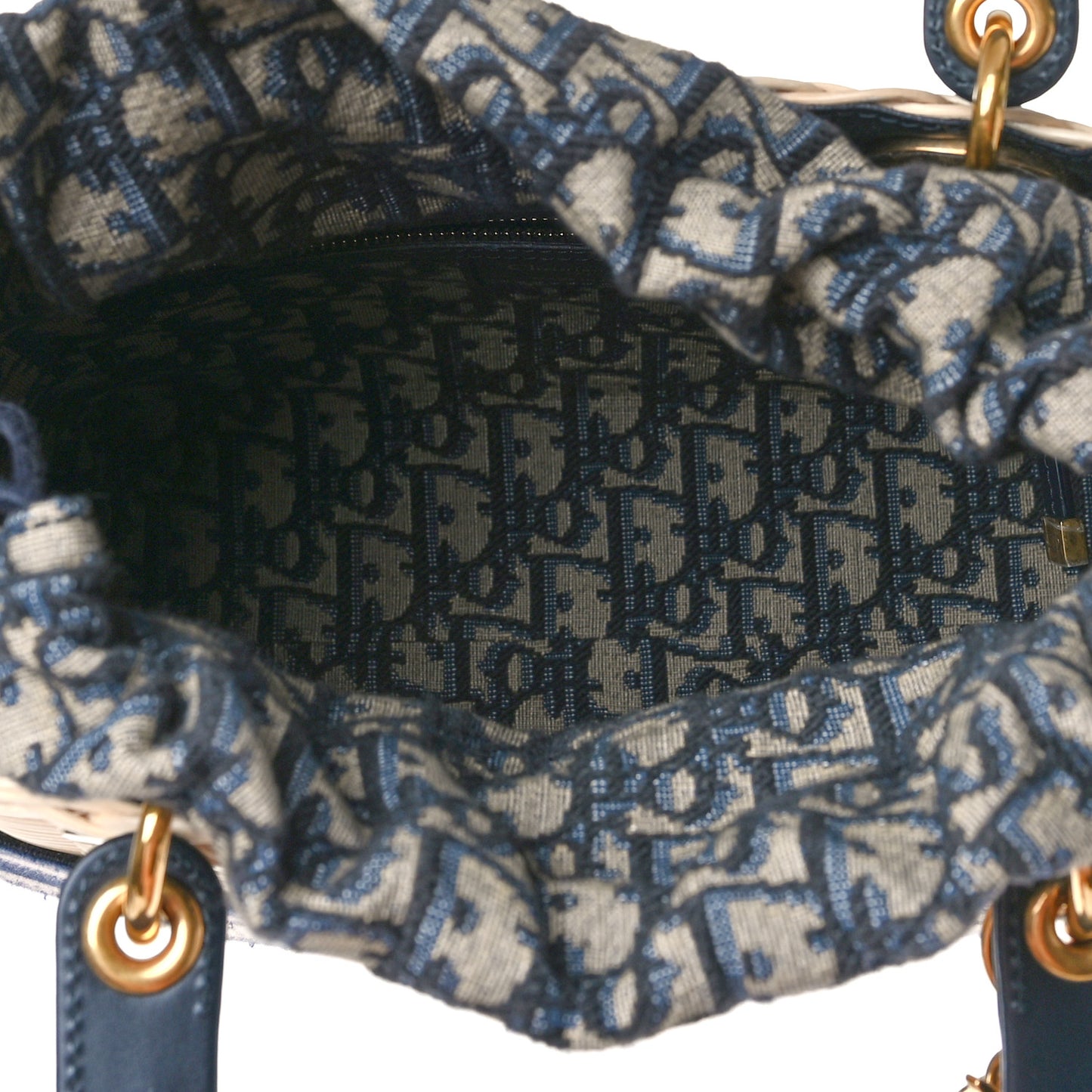 Wicker Oblique Medium Lady Dior Bag Blue