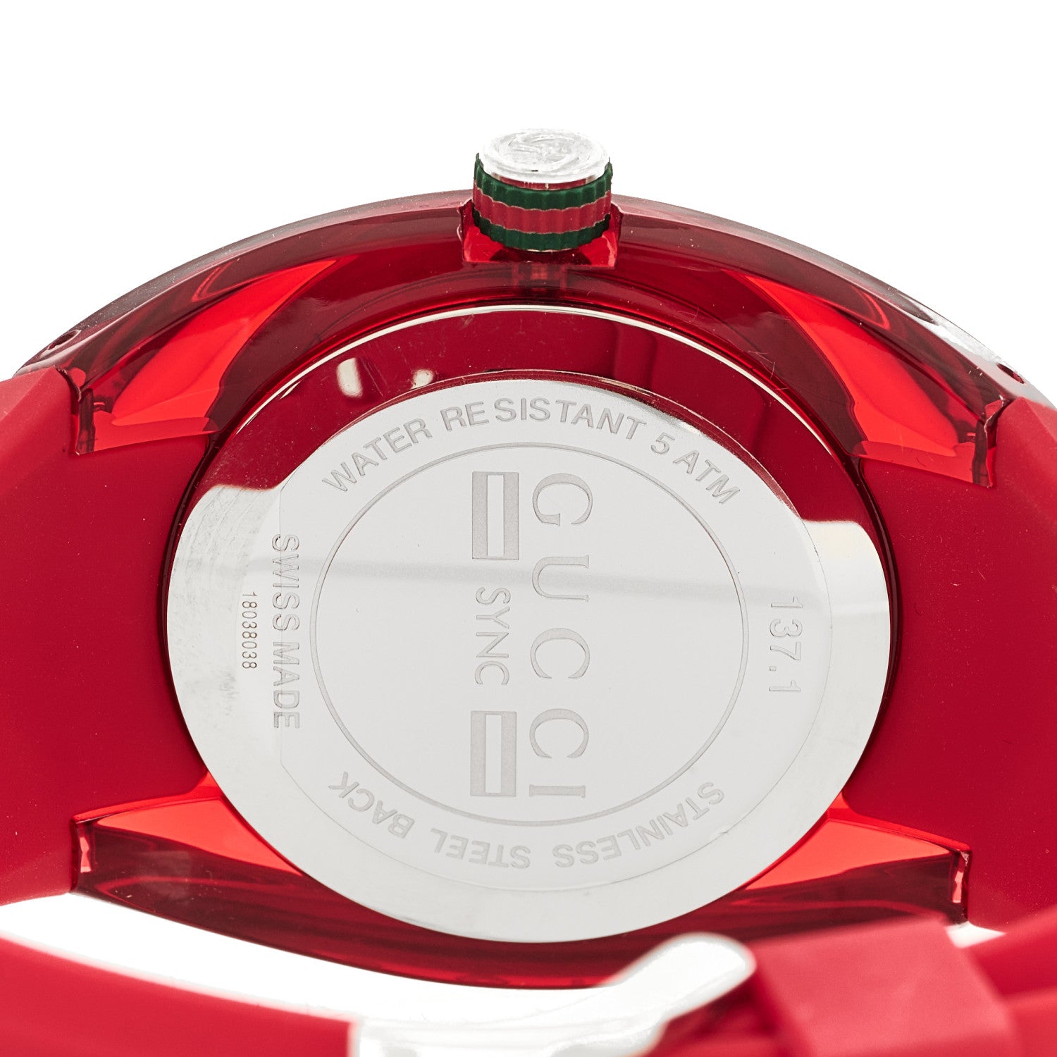 Gucci Stainless Steel Rubber 46mm Sync Web Quartz Watch Red