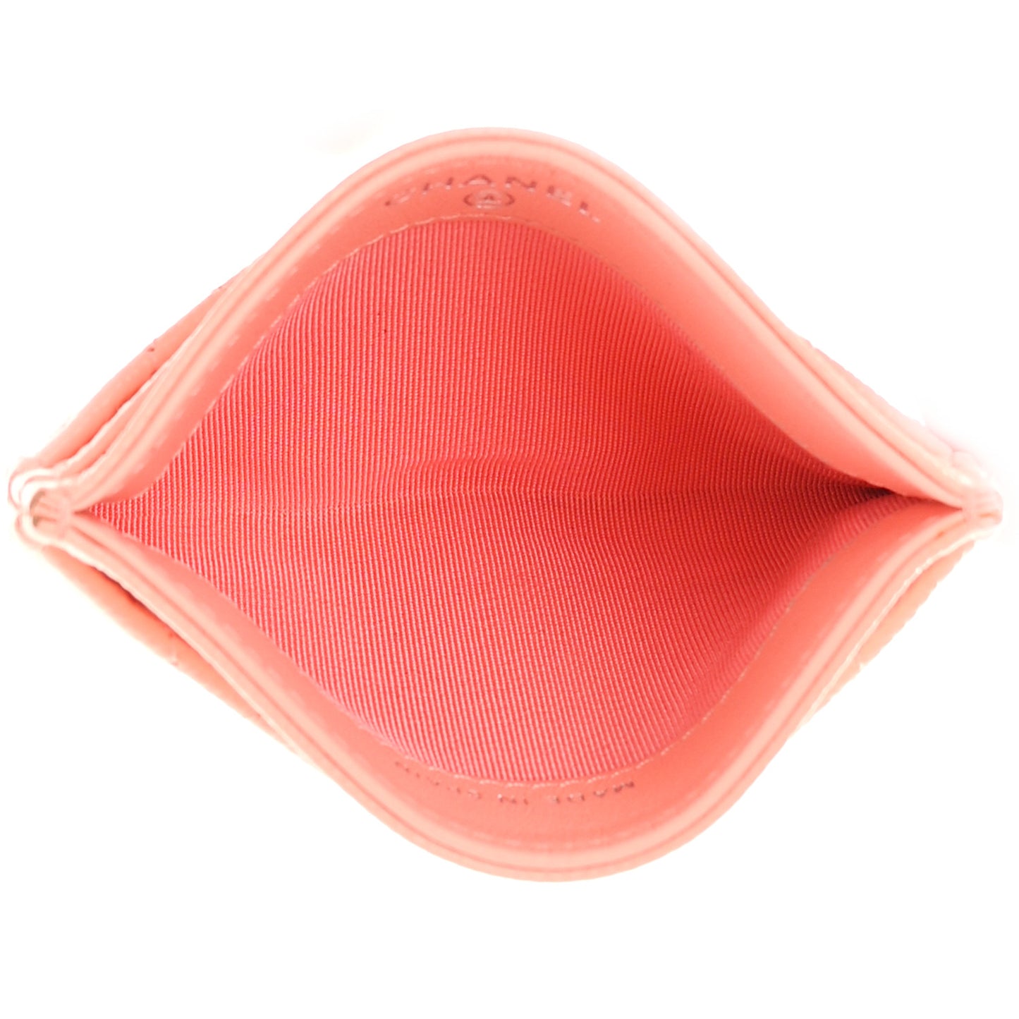 Caviar Quilted Card Holder Coral