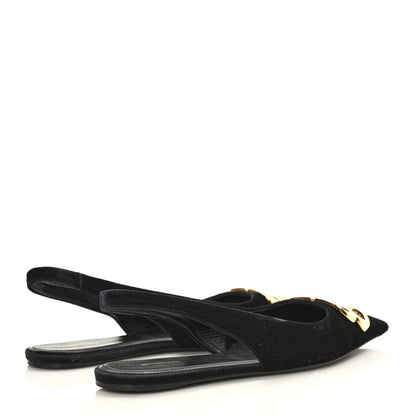 Balenciaga Velvet BB Knife Pointy Toe Slingback Flats 38 Black 4 of 7