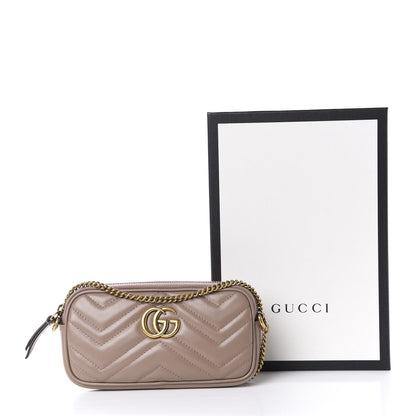 Gucci Calfskin Matelasse Mini GG Marmont Chain Crossbody Bag Porcelain Rose 9 of 9