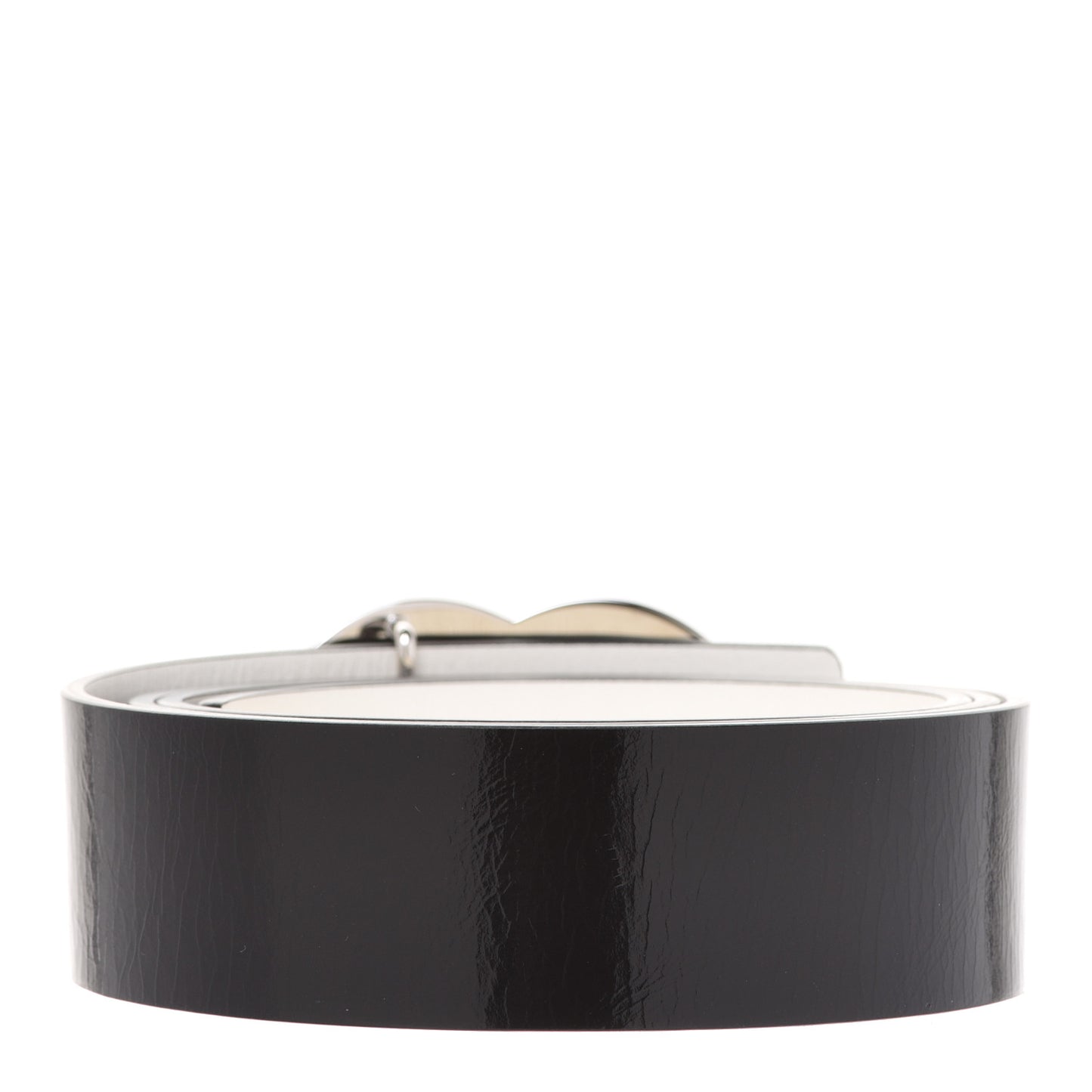 Patent Calfskin CC Reversible Belt 95 Black White