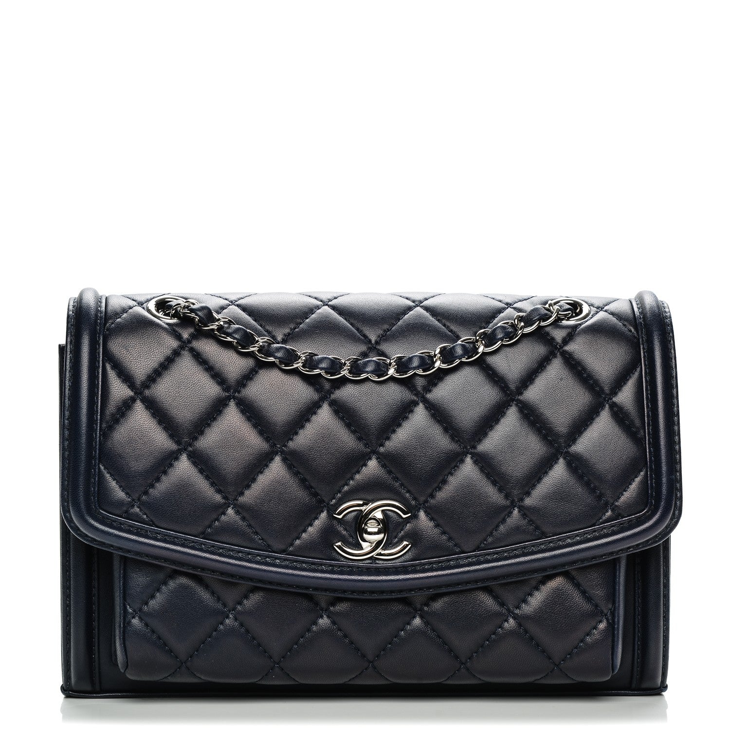 Chanel Lambskin Quilted Small Geometric Flap Navy 1 of 7