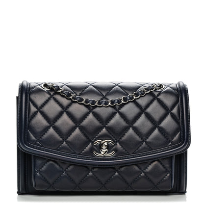 Chanel Lambskin Quilted Small Geometric Flap Navy 1 of 7