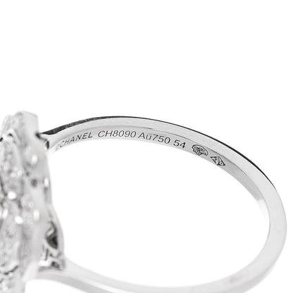 Chanel 18K White Gold Diamond Small Bouton de Camelia Ring 54 7 5 of 5