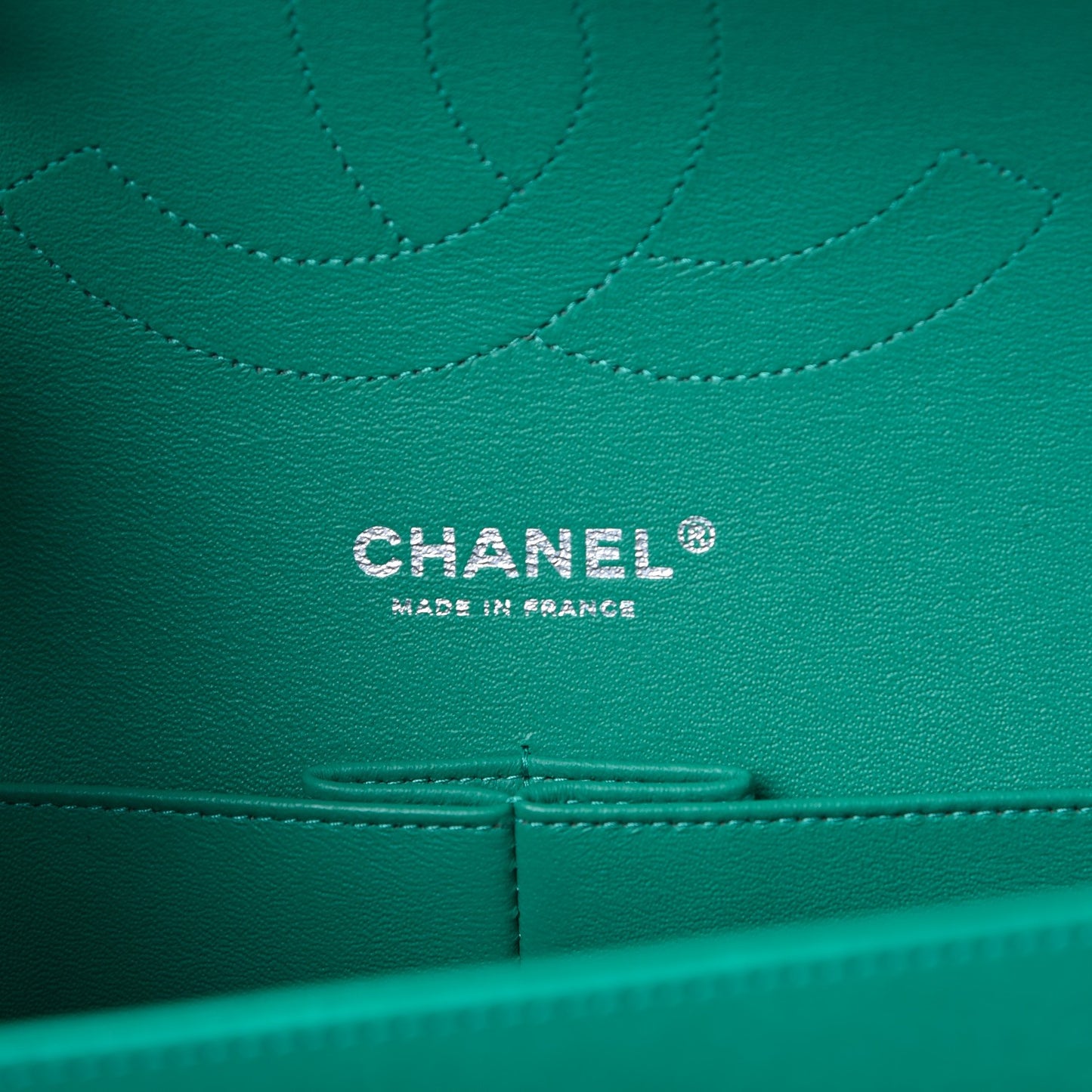Lambskin Quilted Jumbo Double Flap Green