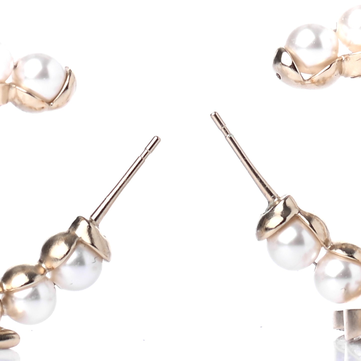 Crystal Pearl CC No 5 Hoop Drop Earring Gold