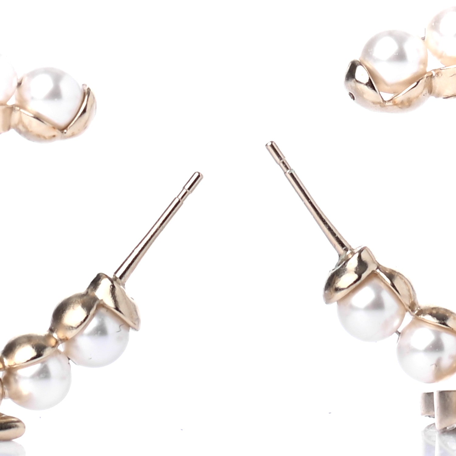 Chanel Crystal Pearl CC No 5 Hoop Drop Earring Gold 5 of 5