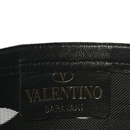 Valentino Garavani Calfskin Mesh Roman Stud Laser Cut Knee High Boots 37 Black 8 of 11