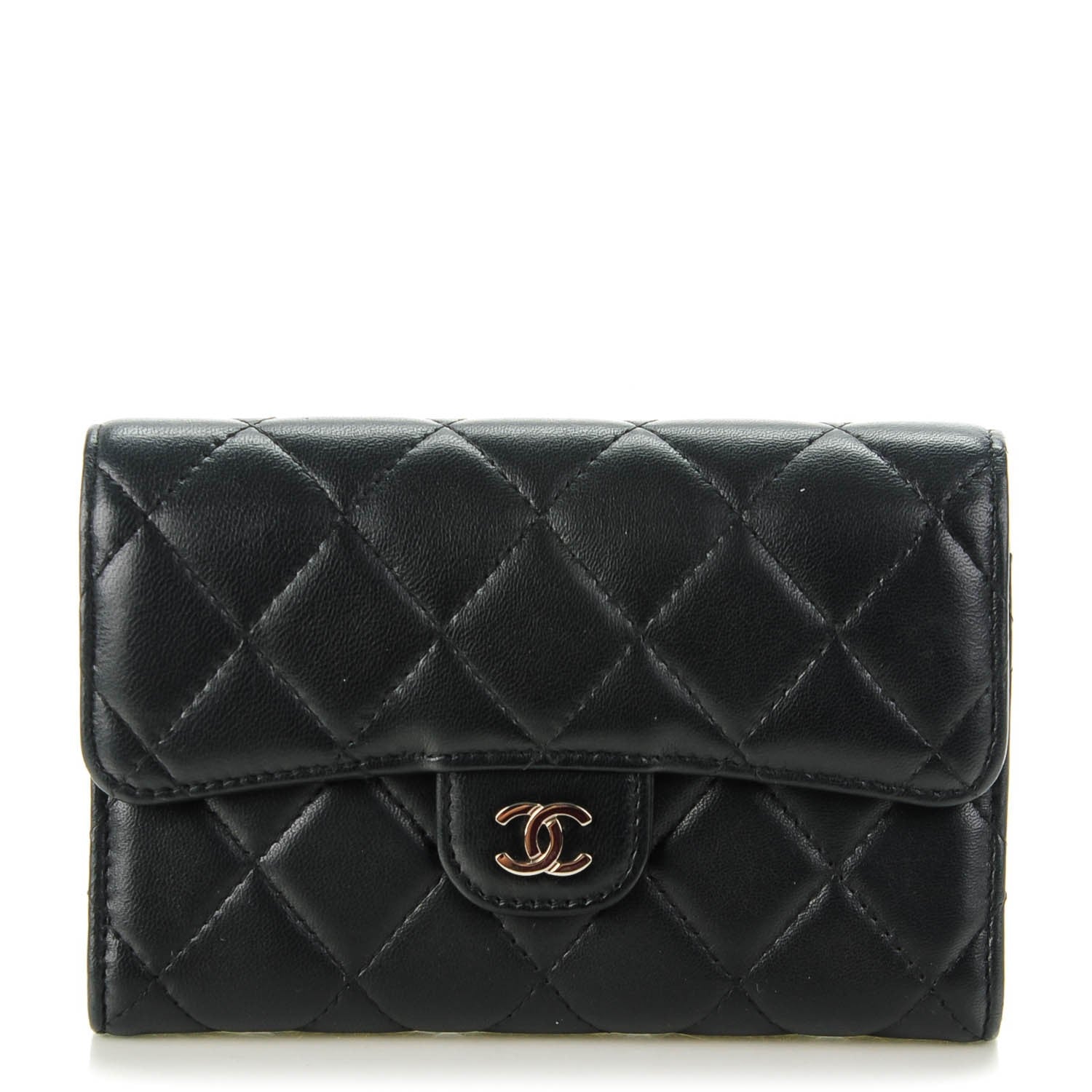 Chanel Lambskin Quilted Small Flap Wallet Black 1 of 8