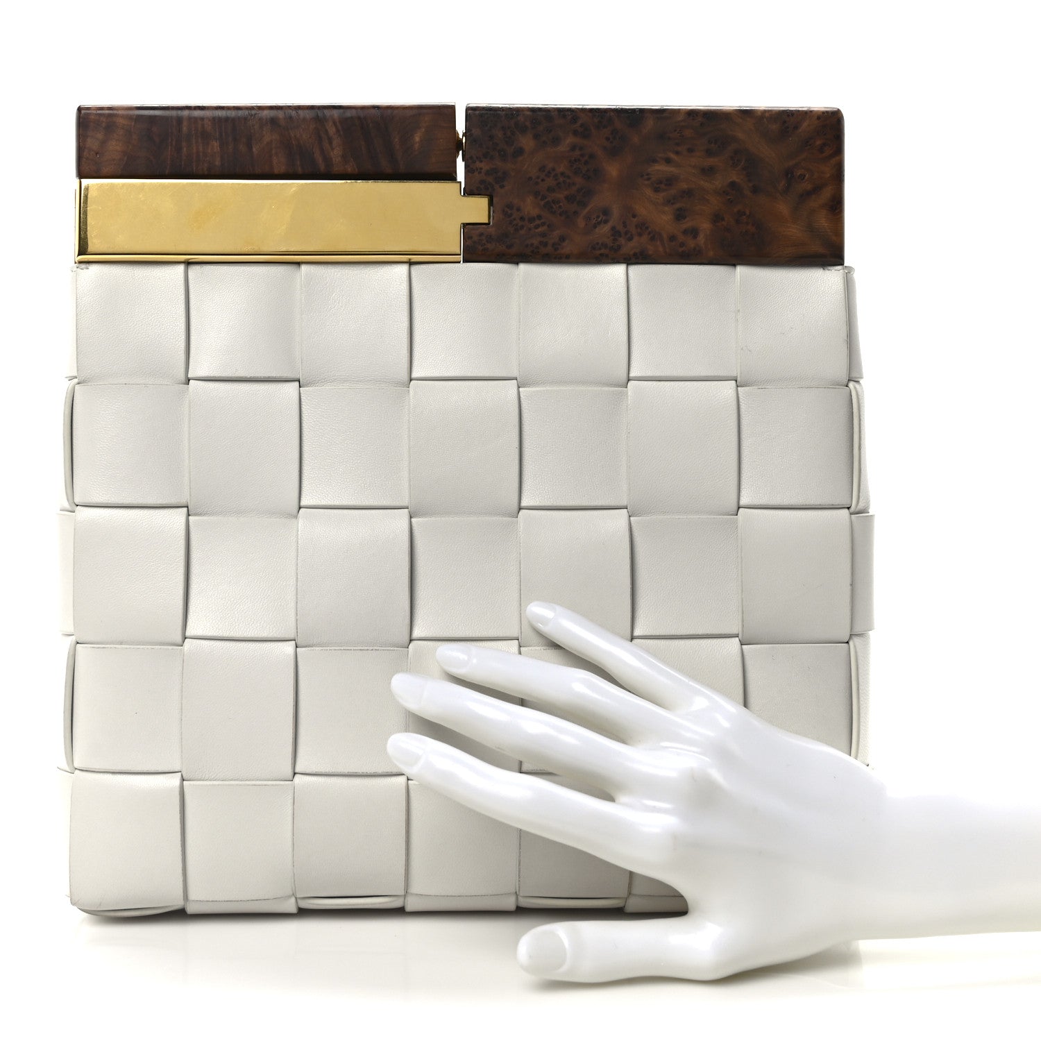 Bottega Veneta Nappa Intrecciato The Snap Clutch White 2 of 9