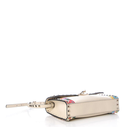 Valentino Garavani Pebbled Calfskin Embroidered Medium Rockstud Flip Lock Crossbody Bag Ivory 4 of 6