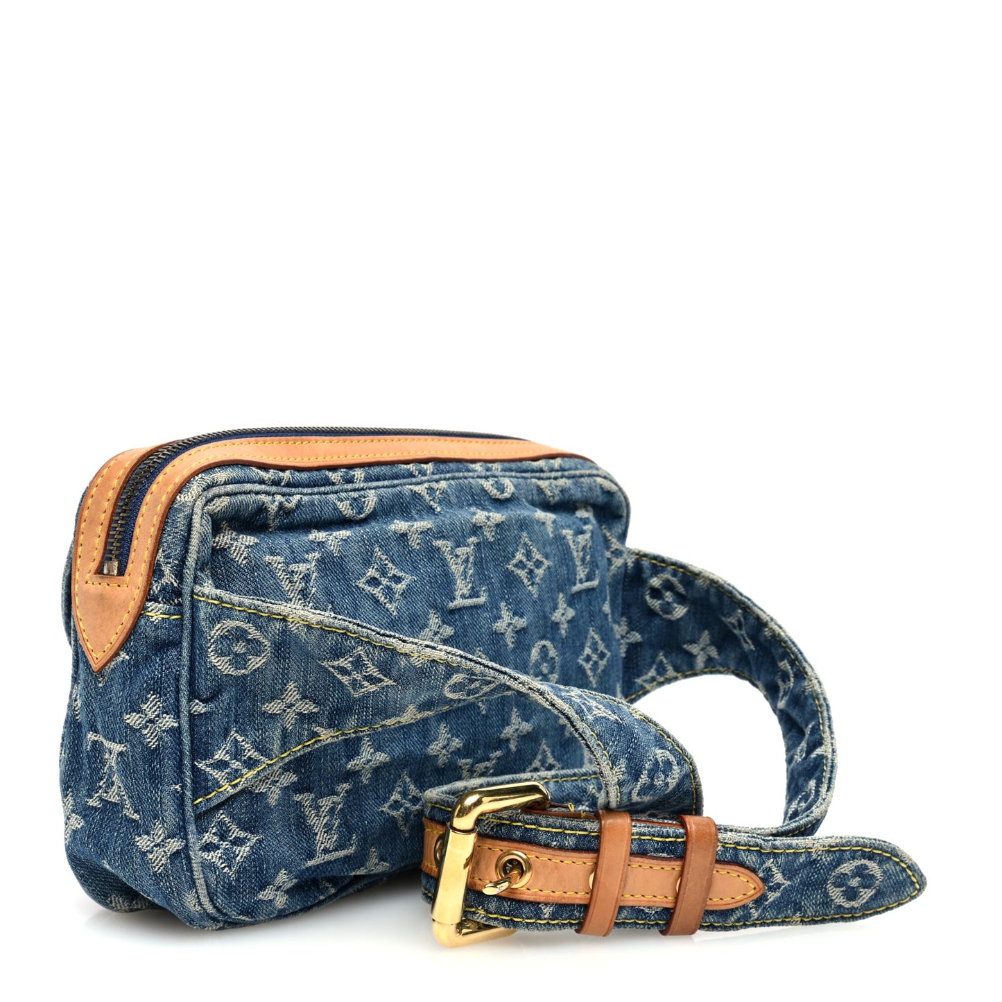 Monogram Denim Bum Bag Blue