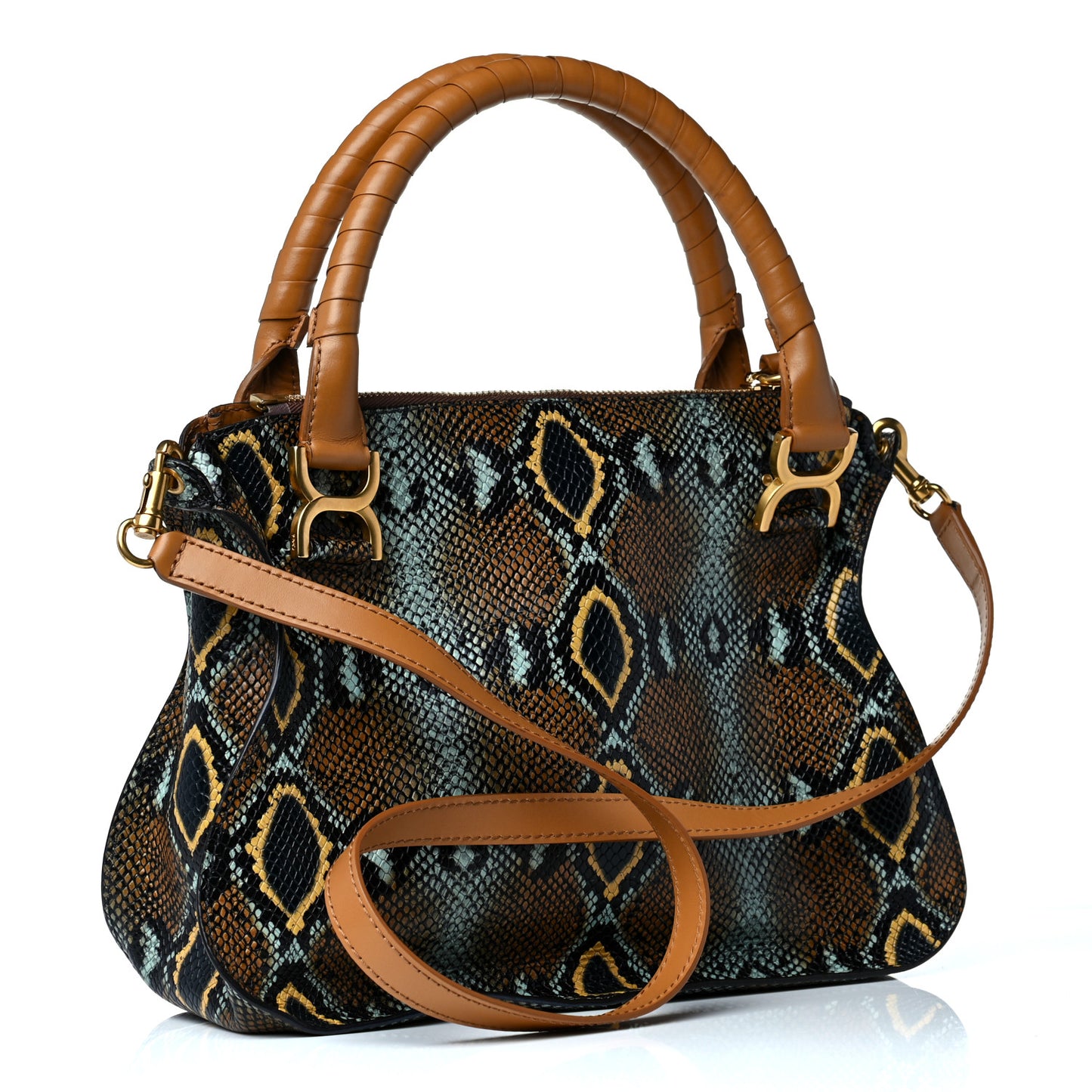 Snakeskin Calfskin Embossed Medium Marcie Satchel Multicolor